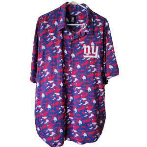 New York Giants Hawaiian Shirt Mens Size XL Fanatic Viscose Blue Red Football